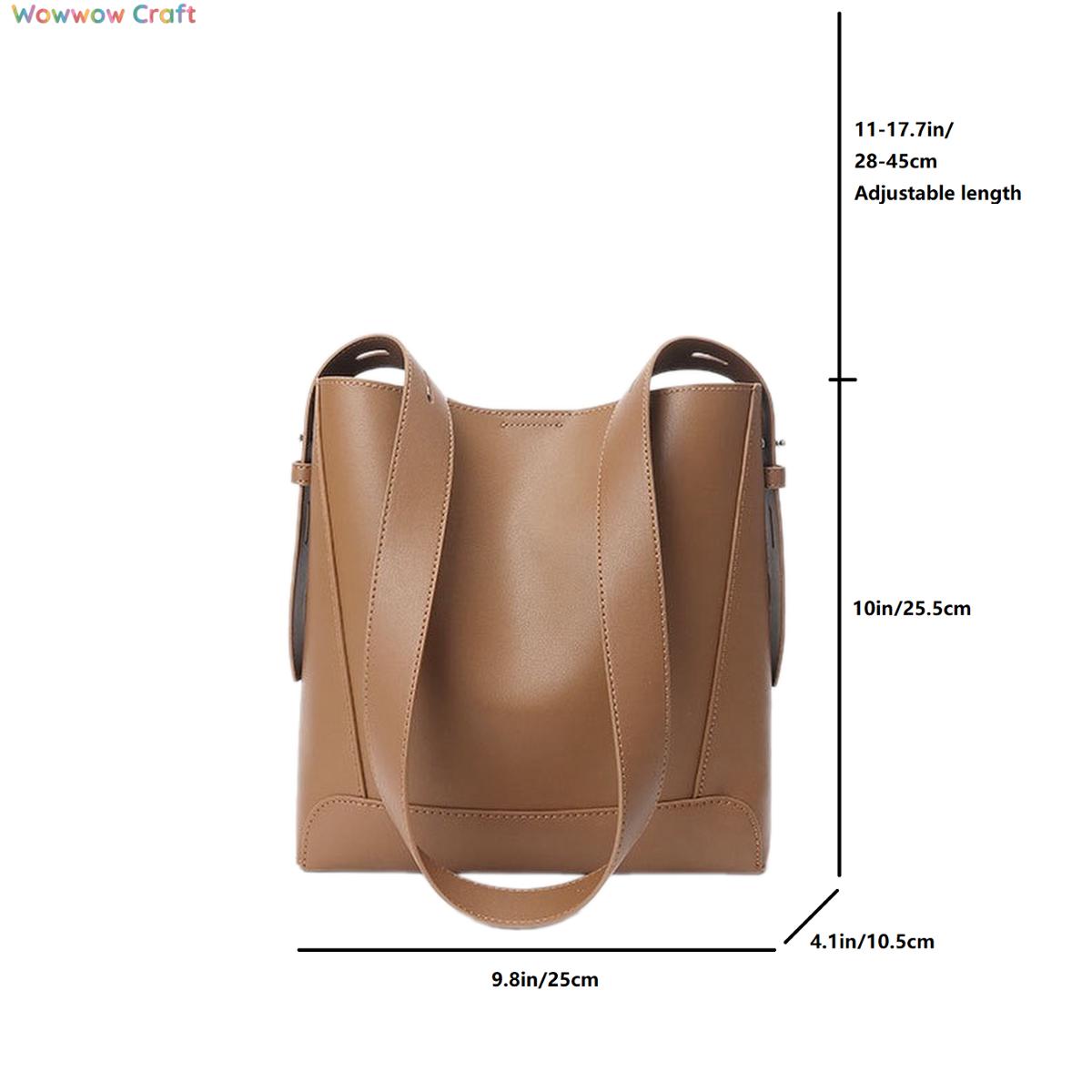 Shoulder Bags,Totes,Leather Bags,Simple Large Capacity Coffee Brown Black Leather Bag - Leather Tote Bag